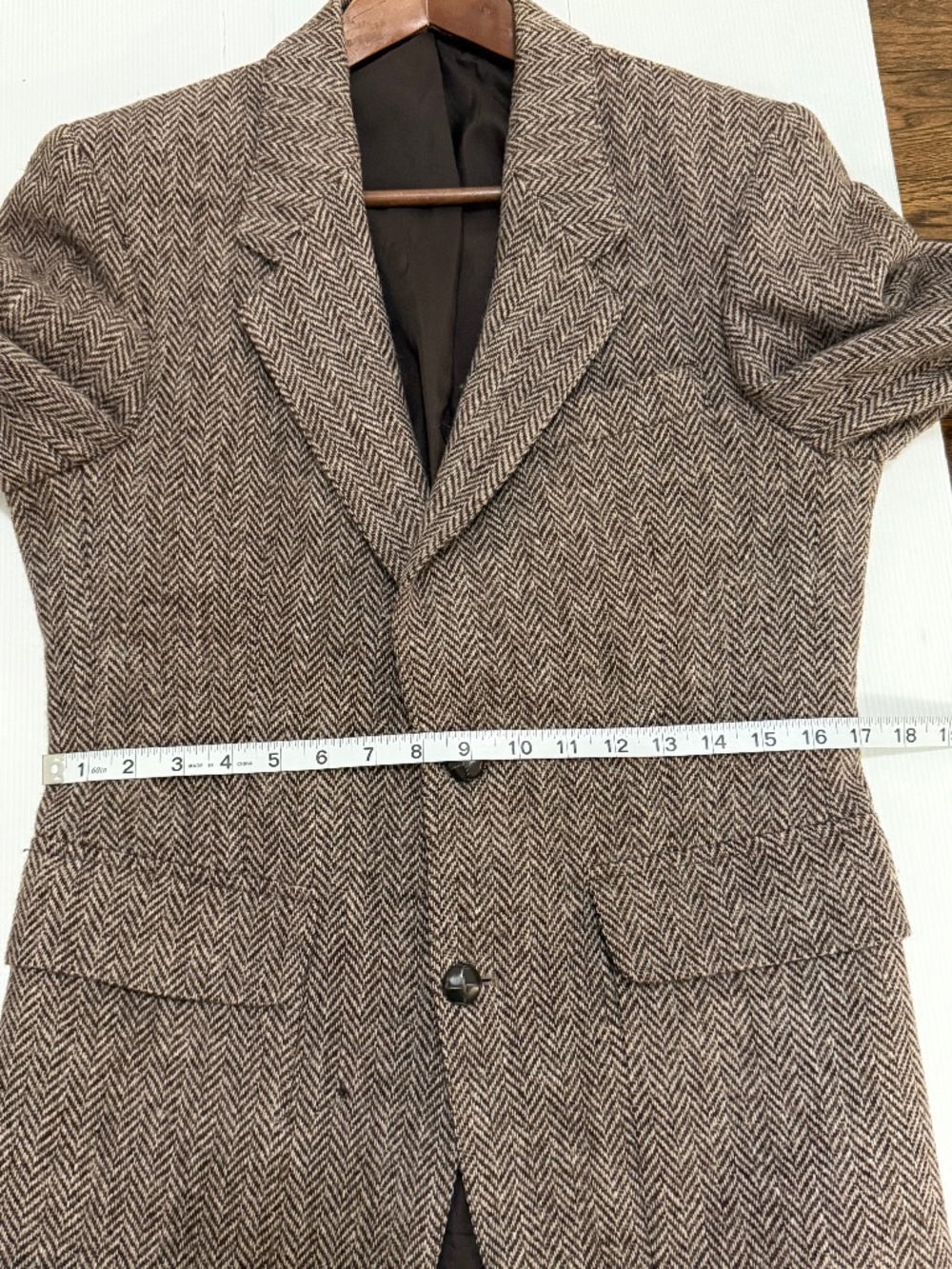 Vintage Harris Tweed Brown Herringbone Wool Blazer Sport Coat Mens - Picture 5 of 15